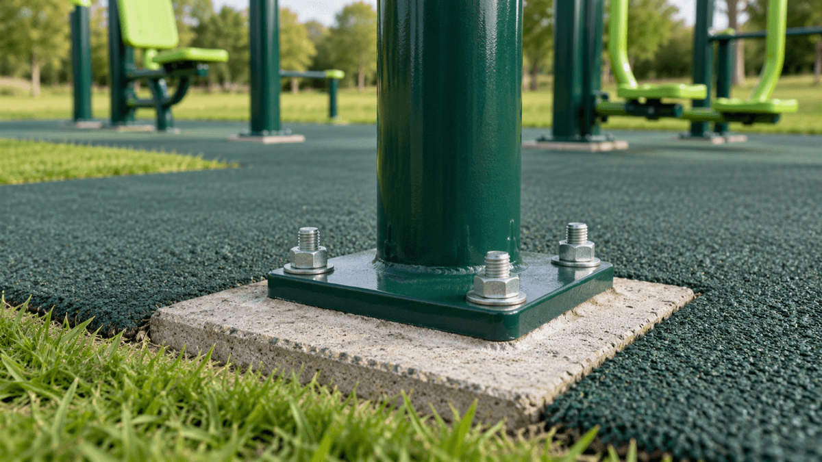How Outdoor Gym Stations Are Anchored: Base Plates or Footings